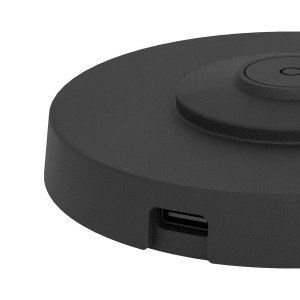 EGLO Ladestation für Außenleuchten, USB-C, schwarz. Runde Basis mit USB-Anschluss.