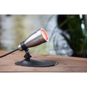 Heissner SMART LIGHT LED-Spot, 3W, Multicolor, für Teich, Pool und Garten. Edelstahlgehäuse, rote Beleuchtung.
