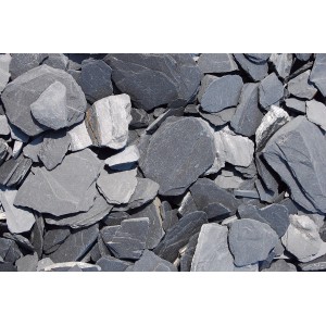 Schieferplättchen Graphit-Schwarz, 30-70mm, Zierkies für Garten und Landschaftsbau.