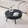 okwish Couchtisch mit Rundem Design und Metallbeinen für Wohnzimmer cm 70x70x35 Schwarz_2