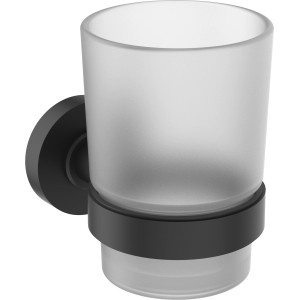 Ideal Standard Zahnputzbecher Silk Black, zur Wandmontage, aus Glas und Metall.