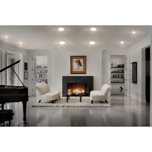 Wohnzimmer mit Ledvance Smart+ WiFi LED Einbauleuchten Downlight Slim TW Weiß Ø 22,5 cm.