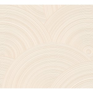 A.S. Création Vliestapete mit kreisförmigen Bögen in Beige und Weiß.
