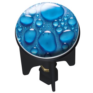 Wenko Abfluss-Stopfen Drops mit blauem Wassertropfen-Design für Waschbecken.