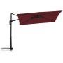 Rechteckiger, bordeauxroter Doppler Balkonschirm Active Green Edition, 240x135 cm, mit schwarzem Gestell.