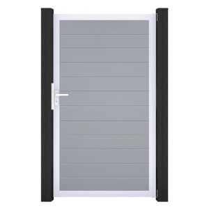 GroJa Basicline Gartentor, 100x180 cm, silbergrau, mit Aluminiumrahmen. Sichtschutzzaun Tor.