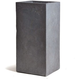Grauer, quadratischer Pflanztopf Cubihi von M Collections, 40x40 cm, aus Clayfibre.