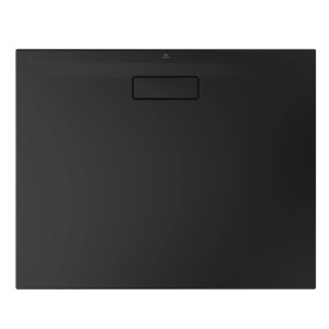 Rechteckige, flache Ideal Standard Duschwanne, 100x80 cm, in Schwarz.