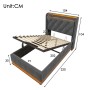 okwish Polsterbett 90x200cm mit LED USB C Einzelbett Grau mit Matratze_5