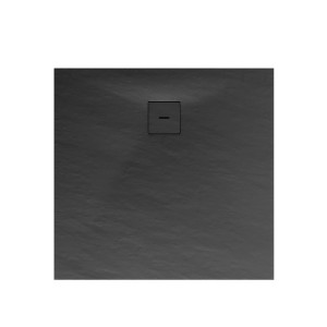 Quadratische, anthrazitfarbene Schulte Duschwanne ExpressPlus, 100x100 cm, mit Steinoptik.