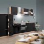 Respekta Küchenzeile KB300ESSC in Schwarz-Eiche Sägerau Optik mit Elektrogeräten und viel Stauraum.
