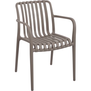 Stapelstuhl Merrydale Kunststoff mit Armlehnen Taupe
