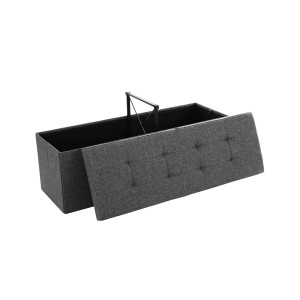 Songmics Sitzbank mit Stauraum, dunkelgrau, Deckel geöffnet. Schuhbank mit Stauraum.