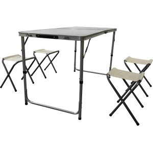 Acamp Camping Sitzgruppe, 5-teilig: Klapptisch mit 4 Hockern, ideal für Camping & Freizeit.