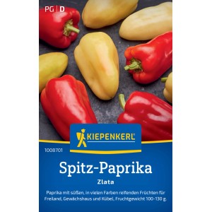 Kiepenkerl Spitzpaprika Zlata Saatgut mit roten und gelben Paprika.