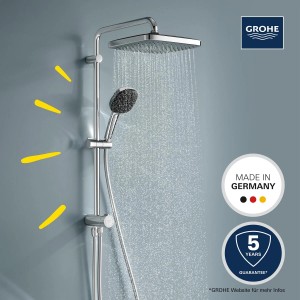 Grohe Brausegarnitur Vitalio Comfort 250 Flex mit Kopf- und Handbrause in Chrom.