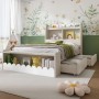 okwish Kinderbett 90x190cm mit Schubladen und Sitzbank Kinderzimmer Weiß ohne Matratze_4