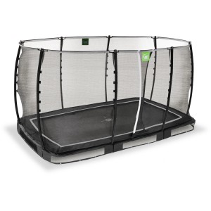 Schwarzes EXIT Allure Classic Bodentrampolin 214x366 cm mit Sicherheitsnetz.