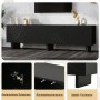okwish TV-Bank Mit Struktur 4 Türen Wohnzimmer 180x40x55cm Schwarz_6
