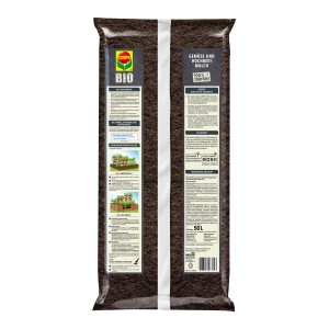 Sack Compo Bio Gemüse- und Hochbeetmulch, torffrei, 50 l. Mulch schützt vor Austrocknung und Unkraut.