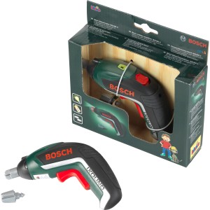 Bosch Ixolino II Akkuschrauber Spielzeug mit Aufsätzen und Verpackung.