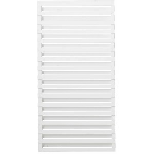 Weißer Sichtschutzzaun Osaka aus Nadelholz, 90x180cm, mit horizontalen Lamellen für den Garten.