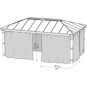 Abbildung des Palram Canopia Seitenteils für Pavillon Dallas 6100, Zubehör für Lauben und Pavillons.