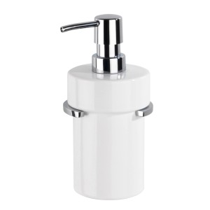 Wenko Seifenspender Isera, 360ml, silber glänzend. Flüssigseife Spender für Bad und Küche.