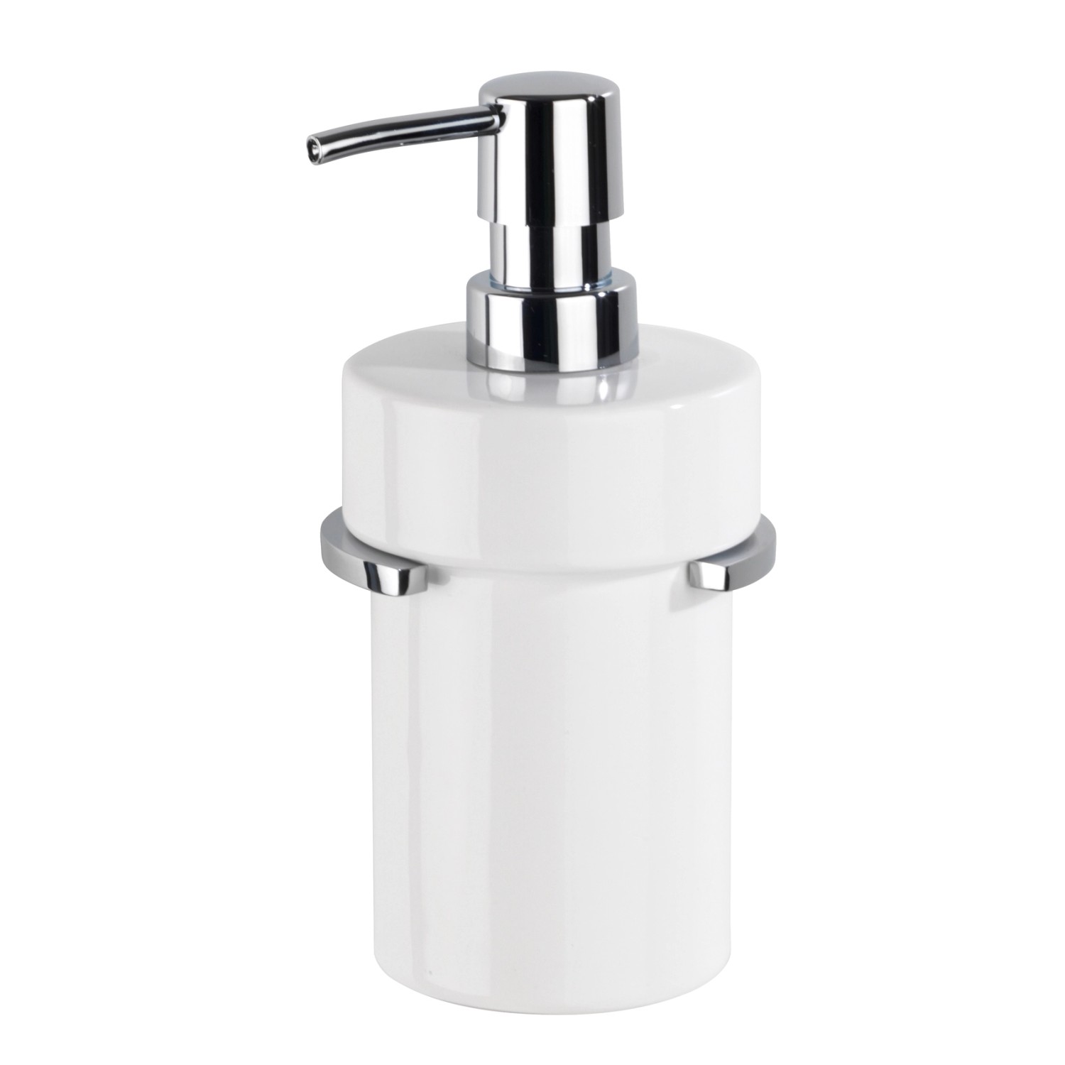 Wenko Seifenspender Isera, 360ml, silber glänzend. Flüssigseife Spender für Bad und Küche.