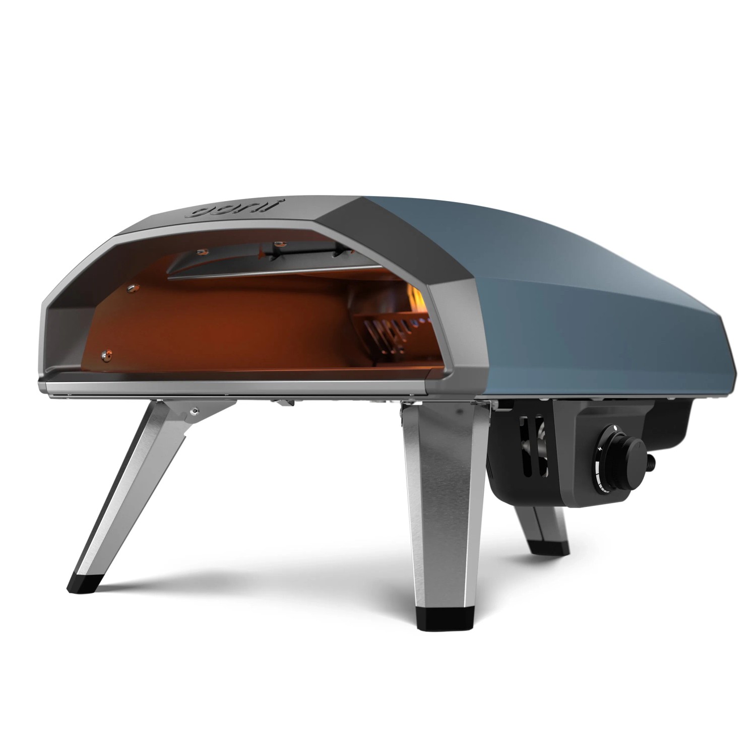 Ooni Koda 2 Gas-Pizzaofen, 2. Generation, schieferblau. Kompakter Gasgrill mit Flamme im Ofen.
