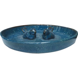 Vogeltränke 30 cm x 30 cm x 6 cm Keramik-Ton Blau