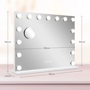 HOMCOM Hollywood Spiegel mit Beleuchtung mit 15 LED Licht Kosmetikspiegel