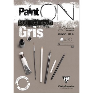 Clairefontaine Block PaintOn A3 250 g Grau 30 Blatt