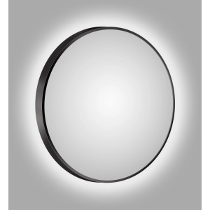 Runder LED-Lichtspiegel Silver Barbier, Ø 80 cm, mit schwarzem Rahmen.