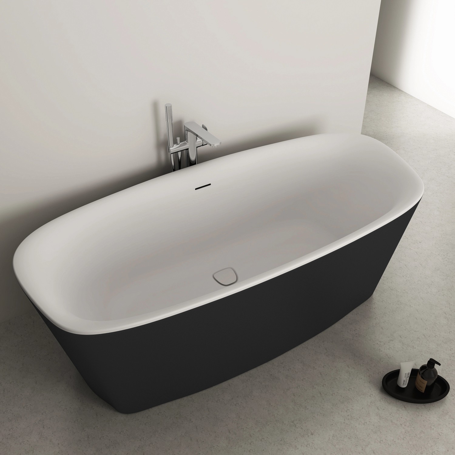 Freistehende Ideal Standard Badewanne Dea, oval, 170x75 cm, schwarz matt.