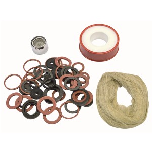 Kirchhoff Dichtungsset, 50-teilig: Dichtungen, Dichtband, Dichtungshanf und Mischdüse für Sanitär und Installation.
