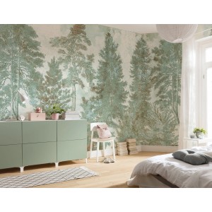 Komar Fototapete Pale Panoramic mit Waldmotiv im Schlafzimmer.