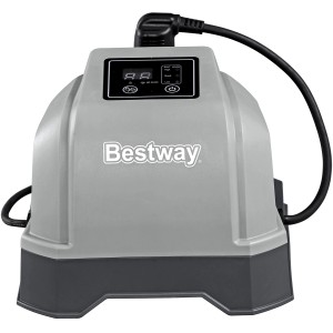 Bestway Salzwasseranlage Hydrogenic 2 g/h, graues Gehäuse mit Display und Kabel.
