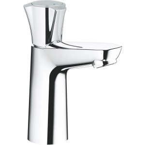 Grohe Costa Standventil in Chrom mit blau markiertem Griff für Waschbecken.