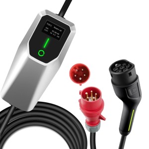 Junsun Typ 2 EV Ladekabel 11kW mit CEE 16A Stecker, Kontrollbox und Typ 2 Anschluss für Elektroautos.