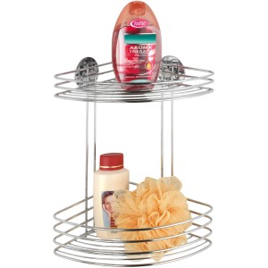 Wenko Eckregal Turbo-Loc, Chrom, 2 Ablagen, zur Befestigung ohne Bohren im Bad.