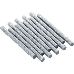 10 silberne LUX Heißklebepatronen, Ø 11 mm, für Heißklebepistolen.