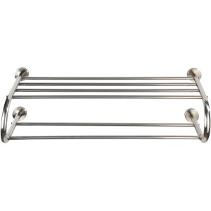 Wenko Wandregal Fastro, silbernes Bad-Wandregal mit Ablage und Handtuchstangen aus Edelstahl.