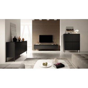 Selsey Nachttisch Bemmi Schwarz: Modernes Design mit schlanken Stahlfüßen, im Wohnambiente.