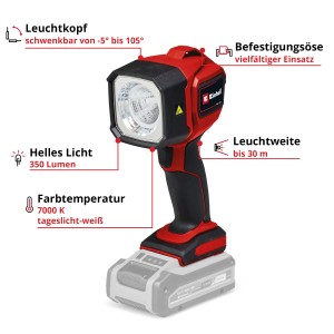 Einhell Akku-Lampe TC-CL 18/350 Li - Solo: LED-Lampe mit schwenkbarem Kopf, ohne Akku.