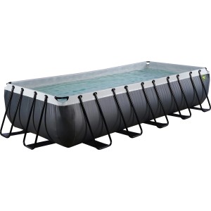 Rechteckiger Exit Black Leather Pool mit Stahlrahmen, 540x250x100 cm, inklusive Filterpumpe.