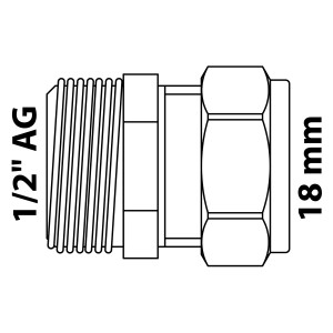 Kirchhoff Übergangsstück 18 mm x 21 mm Klemmfitting für CU-Rohr, blank.