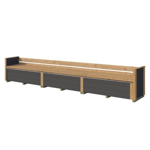 GH Killarney ST 300 Anthrazit Sitzbank für Holz-Gartenhaus, hochklappbar für Stauraum, anthrazit/eiche hell lasiert.