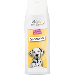 Jollypaw Welpen-Shampoo, 250ml Flasche mit Dalmatiner-Welpen Abbildung.