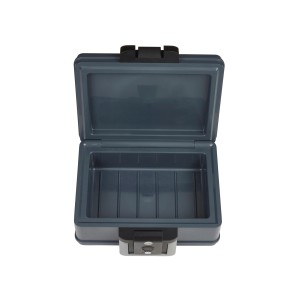 Geöffnete Yale Feuerschutz-Kassette S 5l, Tresor für Dokumente und Wertsachen.